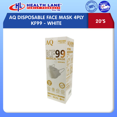 AQ DISPOSABLE FACE MASK 4PLY KF99- WHITE (20'S)